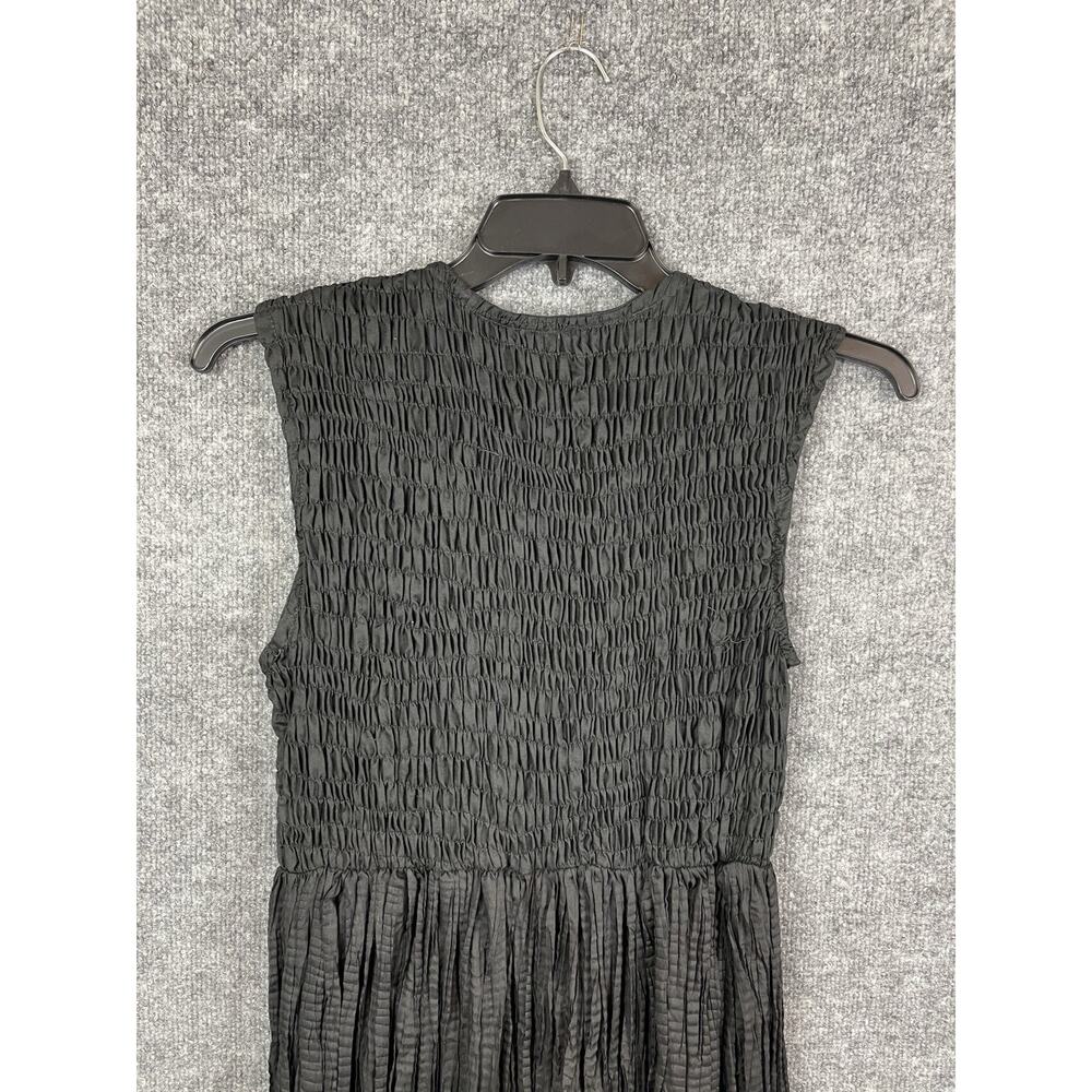 Ventage NAQUI Crushed and Smocked Black Knee Length Dress Jewel Neck L - Picture 8 of 12